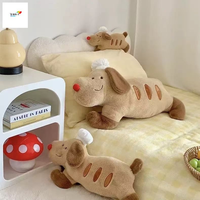 Bread Baguette Dog Doll Plush Toy - เบาะรักษาสําหรับเล่นลูกสุนัขและการนอนหลับ