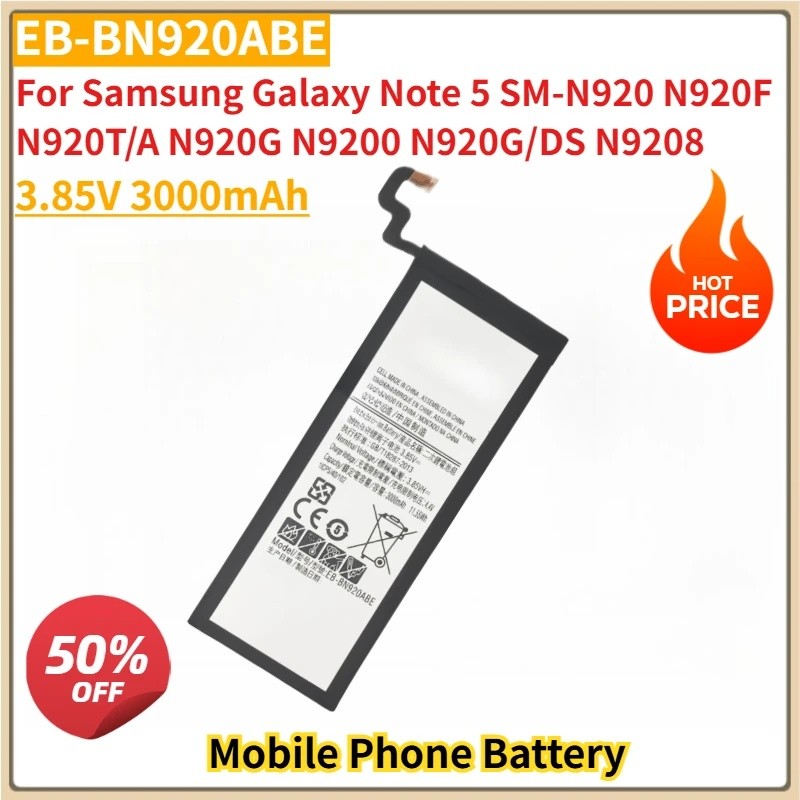 ใหม่ EB-BN920ABE 3.85V 3000mAh แบตเตอรี่โทรศัพท์มือถือสําหรับ Samsung Galaxy หมายเหตุ 5 SM-N920 N920
