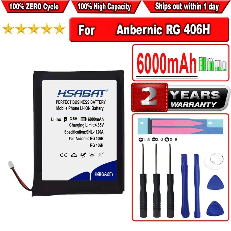 HSABAT แบตเตอรี่ 6000mAh สําหรับ Anbernic RG 406H RG406H