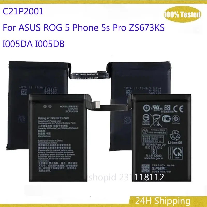 C21P2001 แบตเตอรี่ 6000mAh สําหรับ ASUS ROG โทรศัพท์ 5 5s Pro ZS673KS I005DA I005DB คุณภาพสูงแบตเตอร