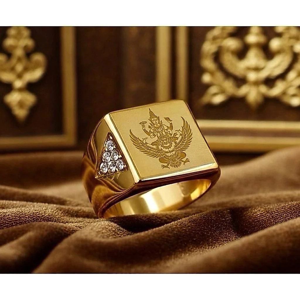 แหวนนารายณ์ทรงครุฑ สแตนเลส เลเซอร์ 18k