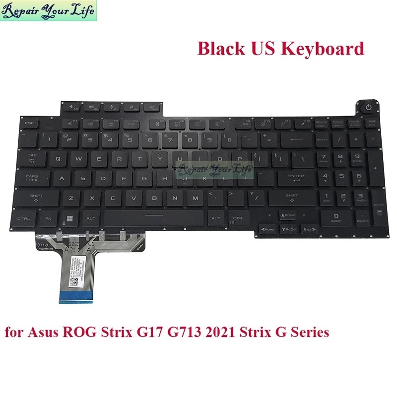 US RGB Backlit คีย์บอร์ดสําหรับ Asus ROG Stix G17 G733 G713QR G713RX G713RS G713RC 2021 Strix G Seri