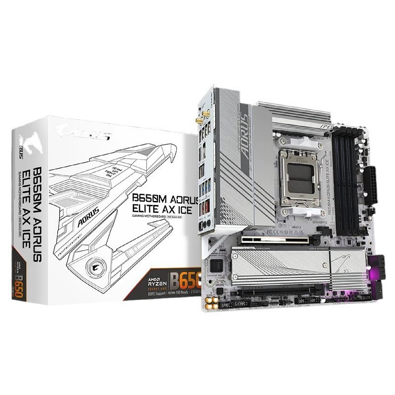 ICE แกะสลัก B650M AORUS ELITE AX ICE รองรับเมนบอร์ด CPU AM5 7800X3D/9800X3D