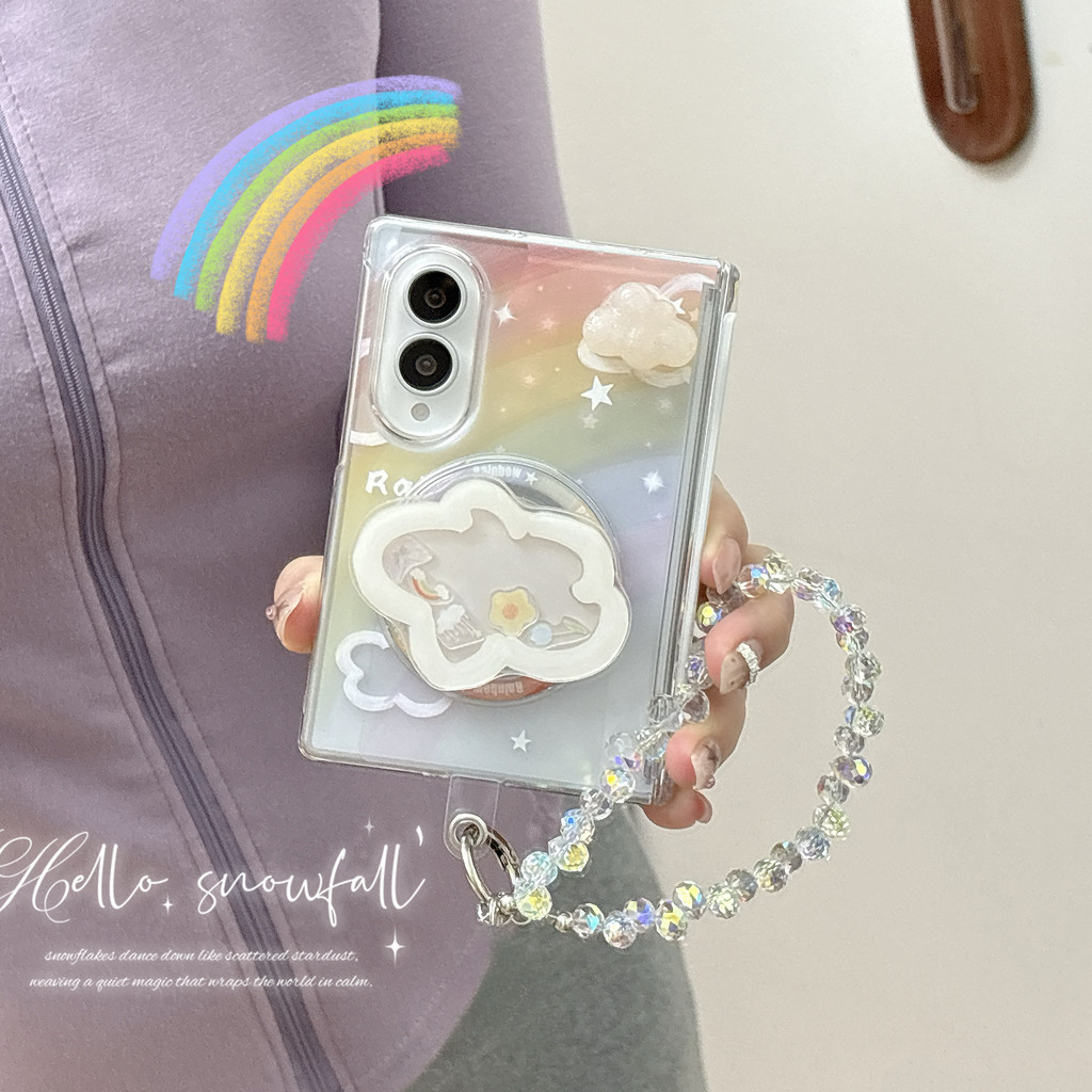 New style รุ้ง เมฆ Magnetic holder เคส สำหรับ Samsung Galaxy Fold8 Wide Case ชุดสามชิ้นที่ถอดออกได้รวมทุกอย่าง แกนกลางแม่เหล็ก ป้องกันการตก พลิกปก เคส