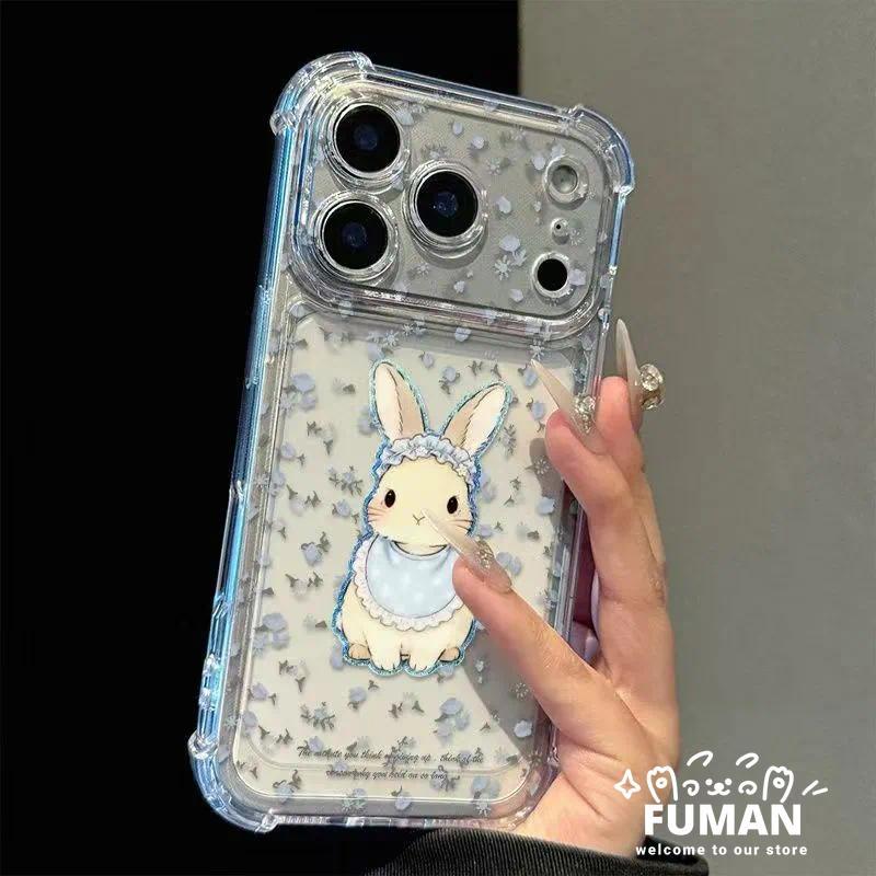ดอกไม้น่ารักกระต่ายใสสี่มุมเคสโทรศัพท์สําหรับ iQOO 15T 15R 15 Ultra 13 12 11 11S 10 9 8 7 5 3 Neo 10 Pro Plus 9S 9 8 Pro 7 6 5 SE 5S 3 U5E U3 U1 5G 4G ปกอ่อนกันกระแทก