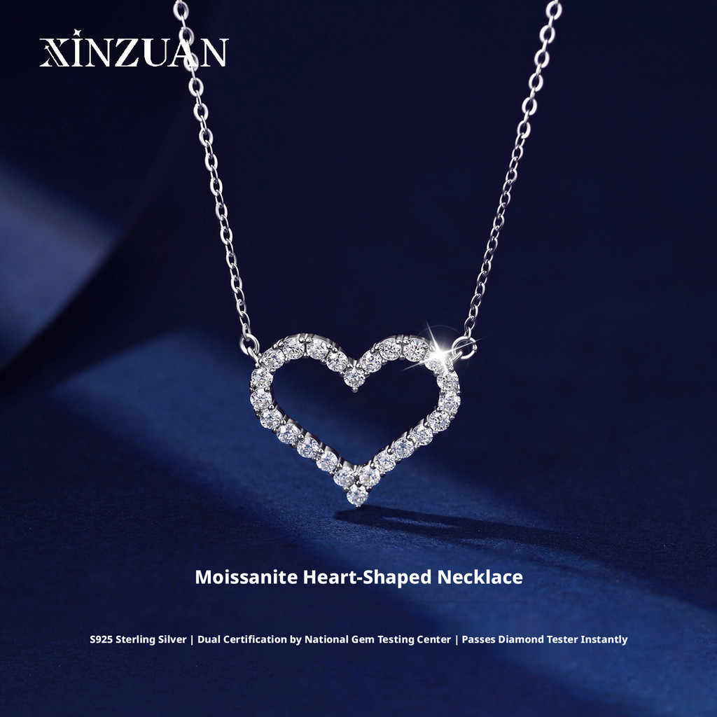 925 เงินสเตอร์ลิงหัวใจรัก Moissanite สร้อยคอหรูหรา Niche k จี้ชุบทองรูปหัวใจ Clavicle Chain Moissani