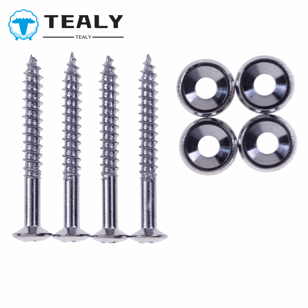 TEALYMY 4PCS กีตาร์คอ Joint Bushings, โลหะเงินกีตาร์คอสกรู, Professional คอ Joint Ferrules สลักเกลีย