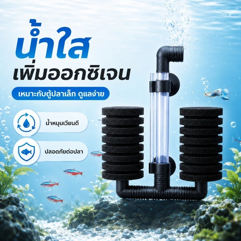 COD กรองฟองน้ำแบบติดข้างตู้ กรองแขวนตู้ปลา เพิ่มออกซิเจน ทำให้น้ำมีคุณภาพดีขึ้น อุปกรณ์ตู้ปลา thumbnail 8