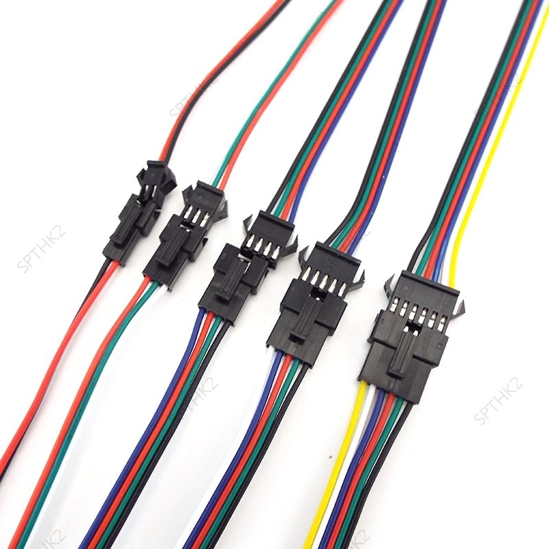 5 คู่ SM JST สายไฟชายหญิง 2P 3P 4P 5P 6P Connector สายไฟ 22 AWG 80C 300V THK2