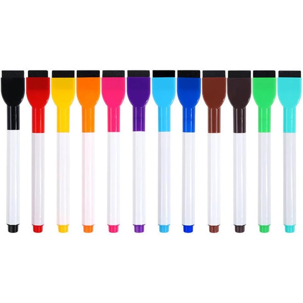 Lurrose 12 ชิ้น Dry Erase Marker - Fine Tip White Board Dry Erase Markers - Erasable ปากกาสําหรับเด็