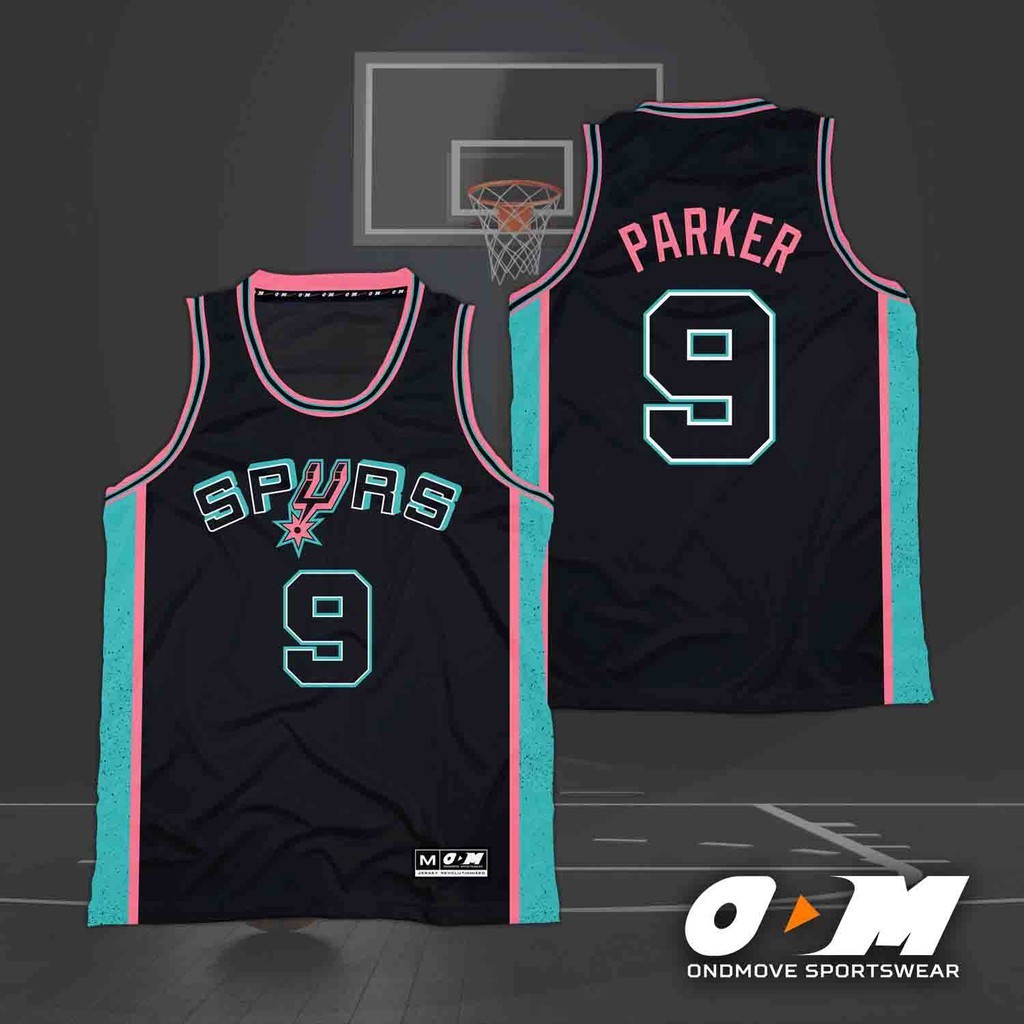 สตรีทแวร์ Essential Tony Parker #9 Spurs Retro Fiesta เสื้อบาสเกตบอลแฟนเสื้อลําลองกีฬาพร้อมสต็อก,อิน
