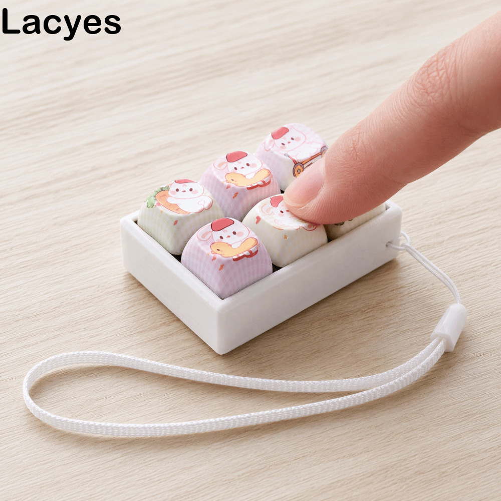 LACYES Keyboard Fidget Clicker Toy, Football Pattern Mini 6 Keys Football Keyboard Keychain, Relaxin