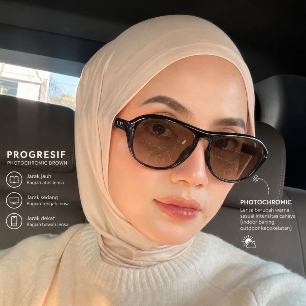 OAA PHOTOCHROMIC BROWN FRAME PROGRESSIVE READING AND WALKING แก้ว