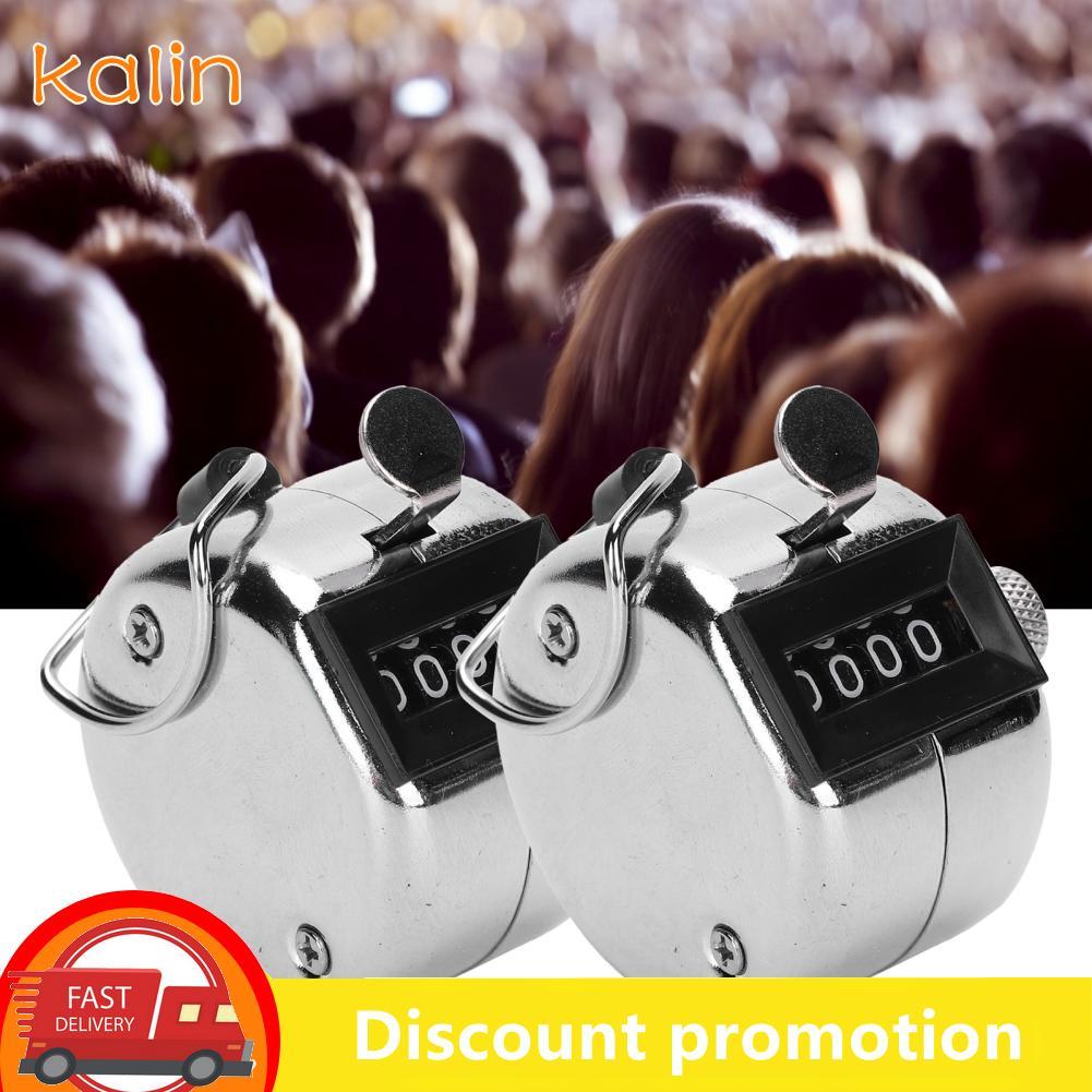 Kalin-th Kalin-th 2 ชิ้น Hand Tally Counter สแตนเลสสตีลลูกบิด 0-9999 สำหรับ Workshop สินค้าคงคลังสิน