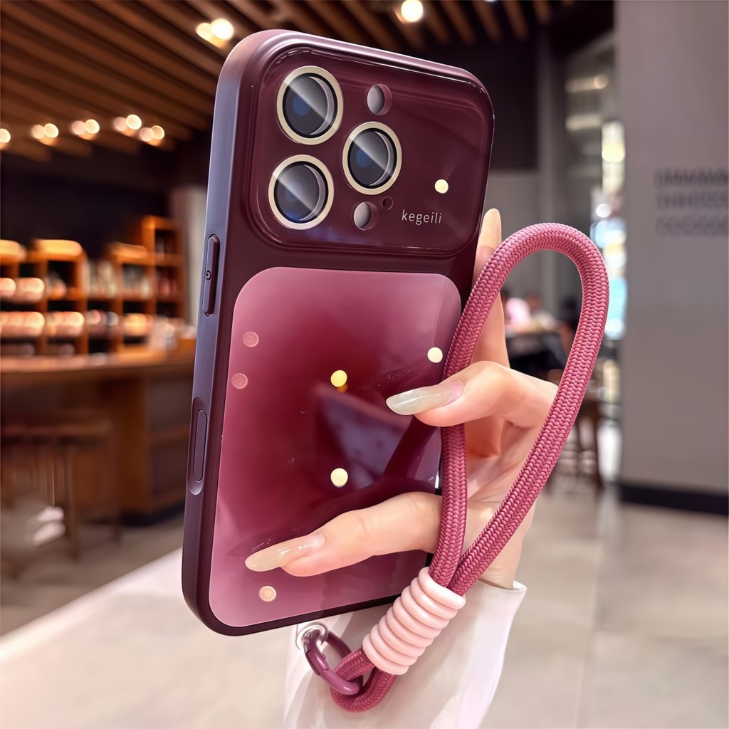 เชือกเส้นเล็กสั้น Ombre สีเคสโทรศัพท์สําหรับ iPhone 13 14 15 16 17 Pro Max Gradient น่ารัก Glossy เลนส์กล้องฝาครอบป้องกัน