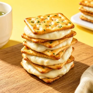 แคร็กเกอร์นมหนึบ 220g. เซ็ท 2ห่อ 2รสชาติ (ต้นหอม,มัทฉะ)