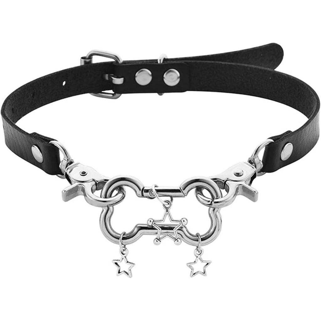 Pentagrams หนังกระดูกใหญ่ O Choker Star จี้สร้อยคอผู้หญิง Punk ความงามสร้อยคออุปกรณ์เสริม 3OJE