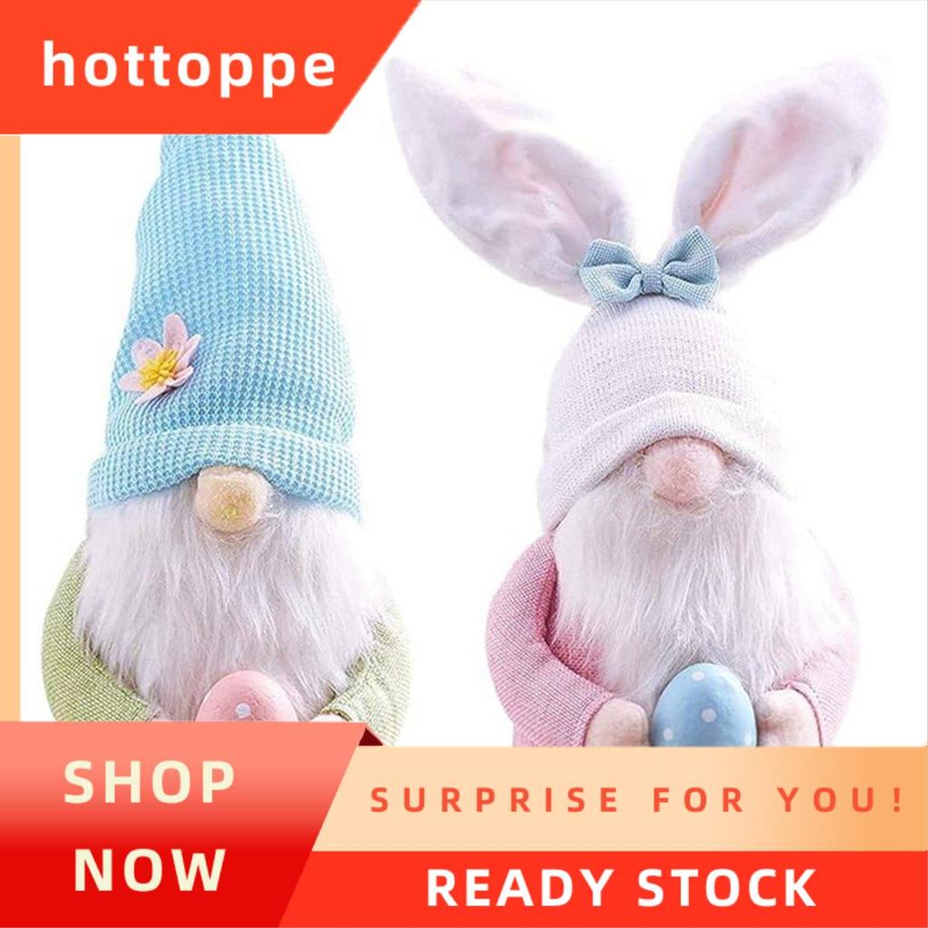 hottoppe2Pcs Bunny Gnome พร้อมไข่อีสเตอร์, Handmade Gnome Faceless ตุ๊กตา, ของขวัญสําหรับตกแต่งห้องเ