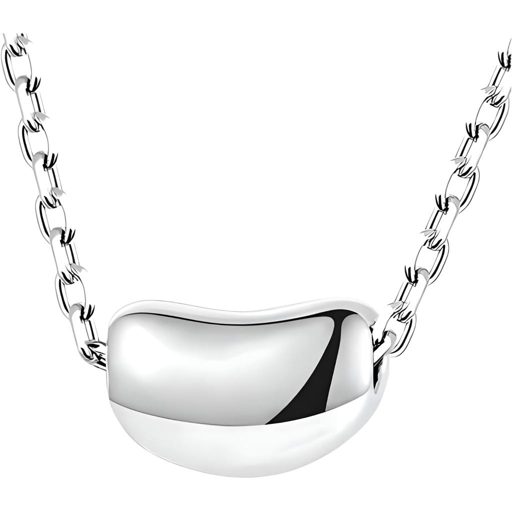925สร้อยคอถั่วเงินแท้สําหรับผู้หญิง, Simple Bean Charm Double Chain Layer สร้อยข้อมือ, Kidney Bean ส