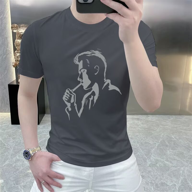 เสื้อยืดแขนสั้นผ้าฝ้ายแท้ผู้ชาย 2026 หล่อแฟชั่นรอบคอวัยรุ่น All-Match Casual Bottoming เสื้อ 27731NT