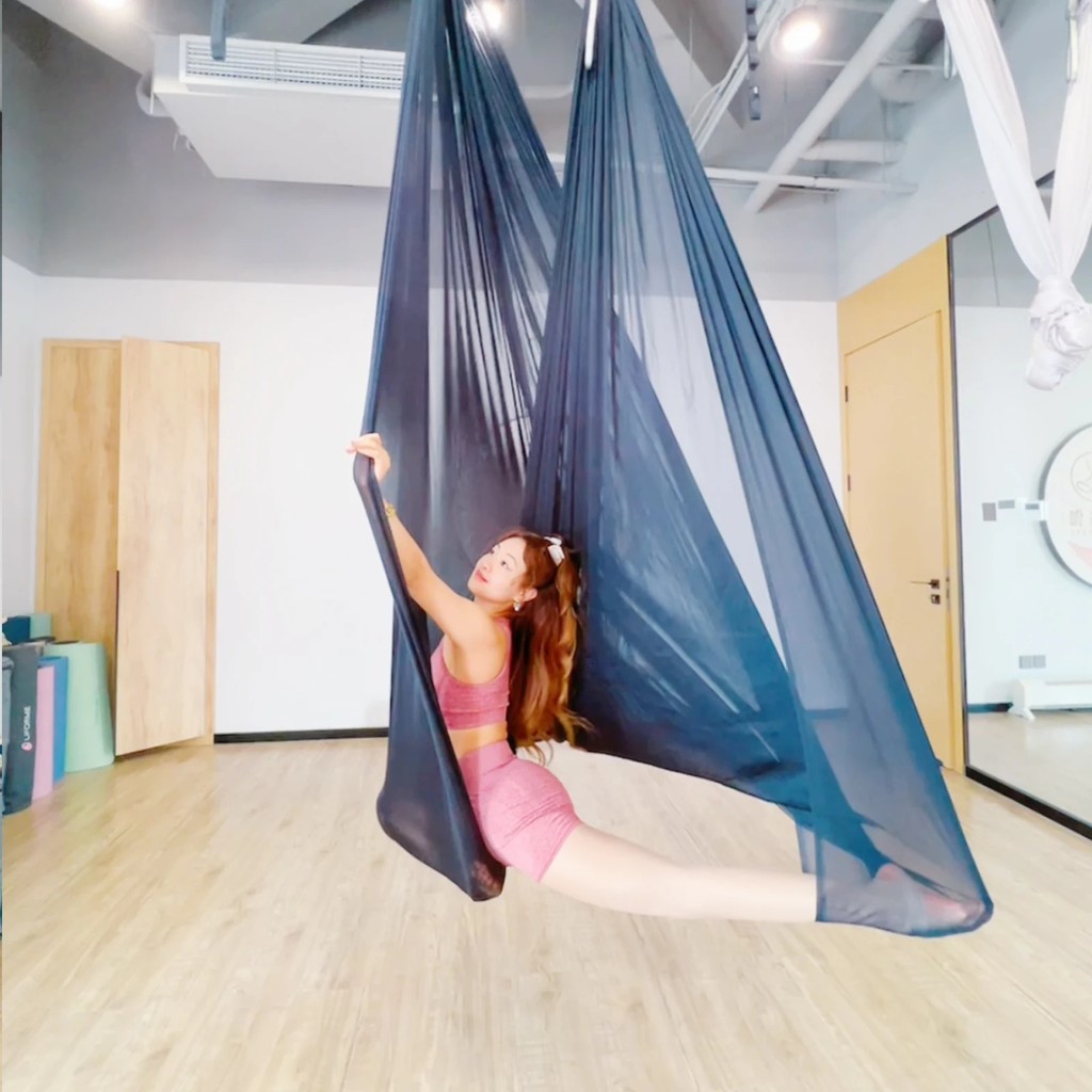 A6VO 8m เปลญวนโยคะทางอากาศผ้าโปร่งใสผ้าไหมสุทธิความยืดหยุ่นโยคะ Swing ฟิตเนสเข็มขัดยืดสําหรับ GYM ใน