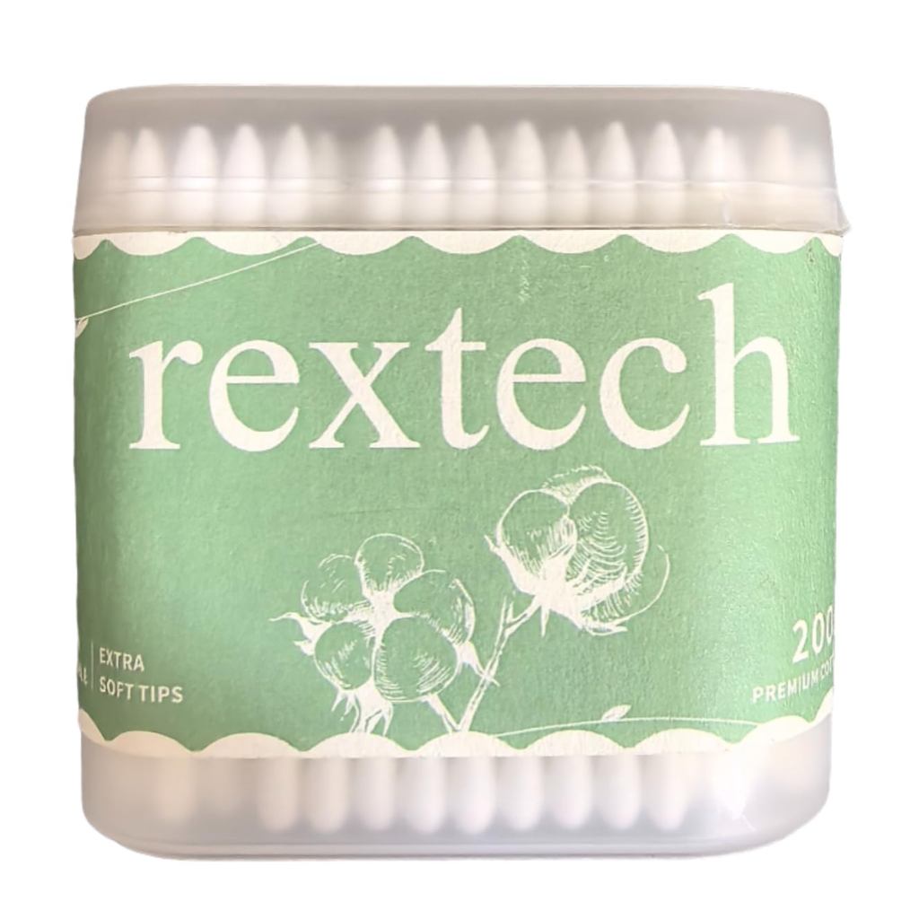 สําลี REXTECH 200 นับ ปลายคู่โค้งมนและปลายแหลม (แพ็ค 1 ชิ้น)