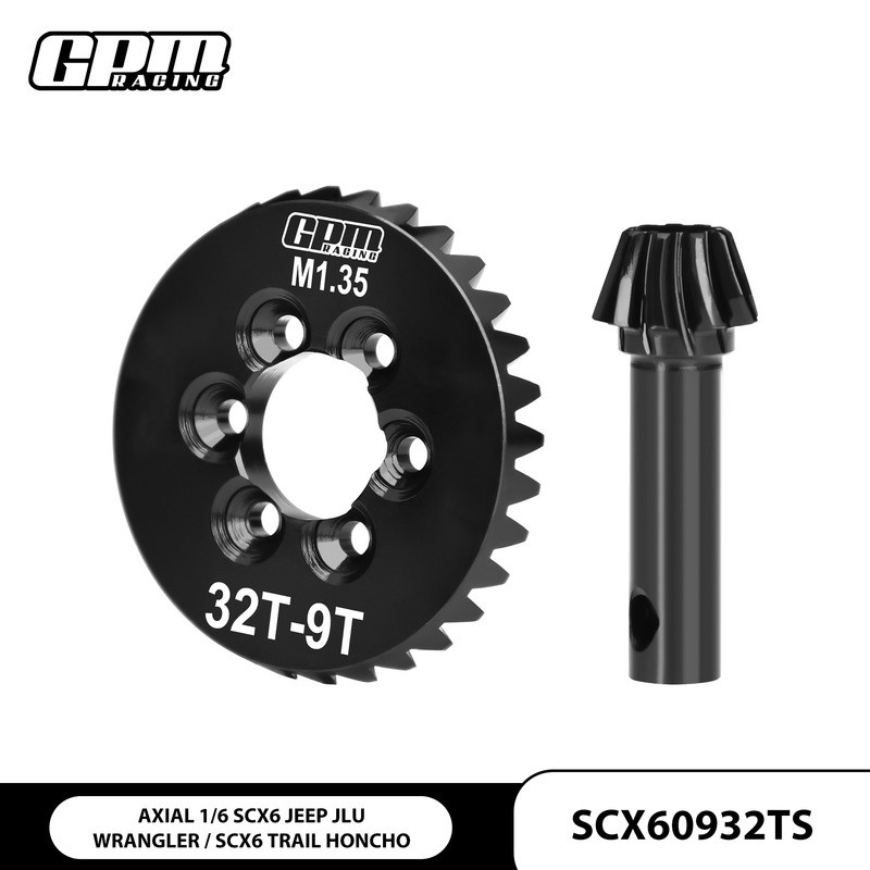 เฟืองเฉียงดิฟเฟอเรนเชียลหน้าและหลังแบบสากล AXIAL 1/6 SCX6 โครเมียมสตีล 9T/32T/M1.35 เฟืองเฮลิคอลความ