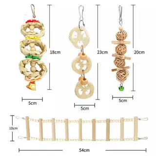 DELIG> 8ชิ้นผสมนกแก้วนกของเล่นParrotการฝึกอบรมของเล่นไม้ธรรมชาติParrot Swing Perchของเล่นBird Cage Climbสัตว์เลี้ยงอุปกรณ์Nice