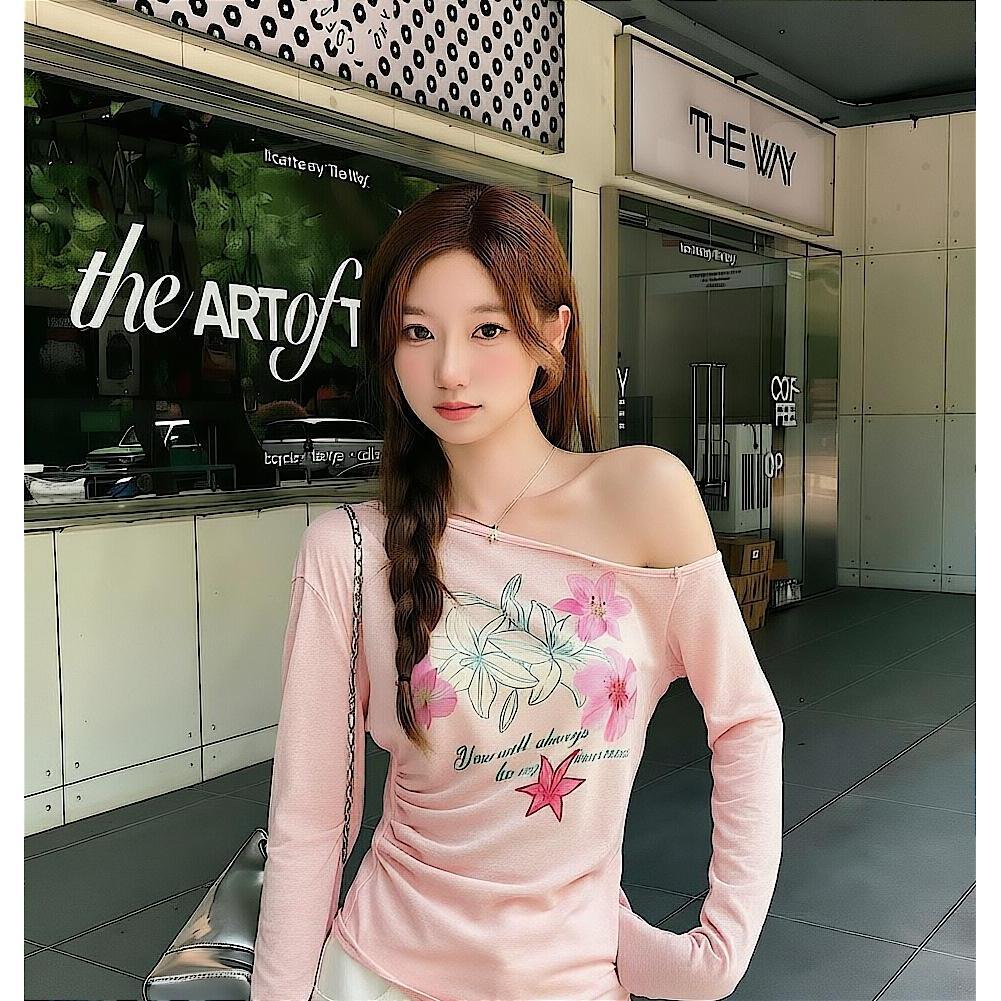 CODเสื้อยืดเข้ารูป สไตล์เกาหลี ผ้ายืดยูนิ สกรีนลายเต็ม ทรงสวย สาวอวบใส่ได้ ผ้าใส่สบาย รุ่น เข้ารูปRose will ระบายอากาศดี
