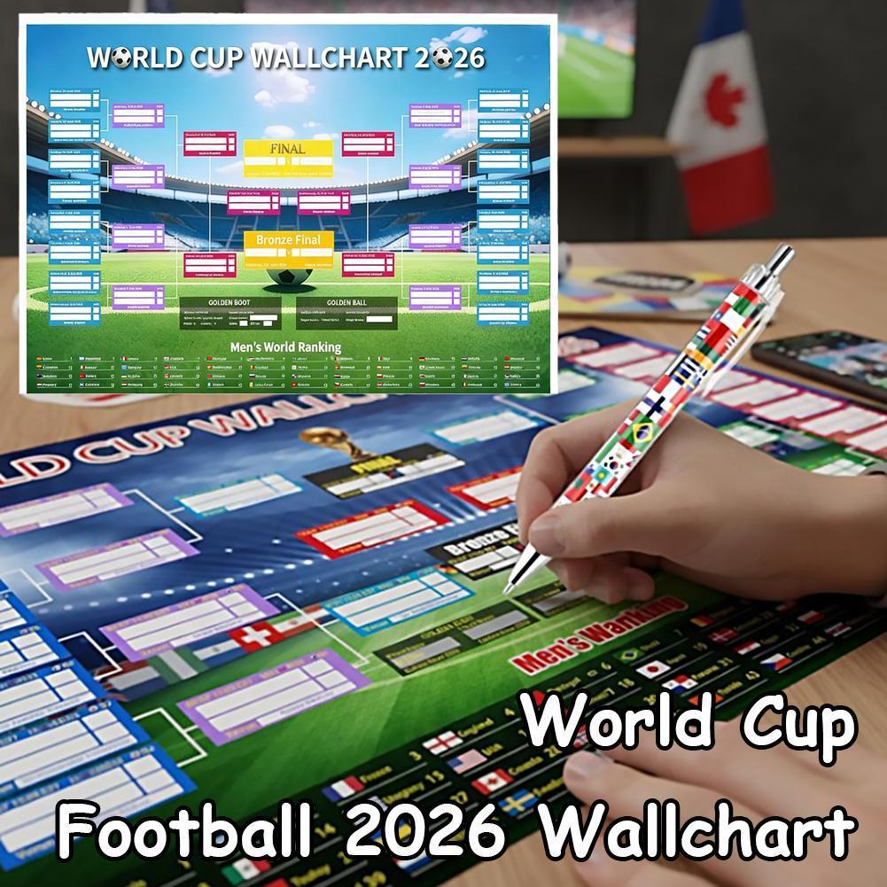 World Cup Football 2026 Wallchart Schedule โปสเตอร์ฟุตบอล Schedule Party Y8u9