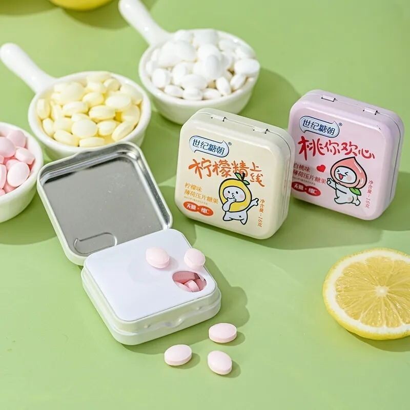 ✨พรีเมี่ยม✨Vic ลูกอมมิ้นต์ปราศจากน้ําตาล 16g กล่องเหล็กรสผลไม้ผสม Lozenges ลูกอมลมหายใจสดชื่นขนมคลาส