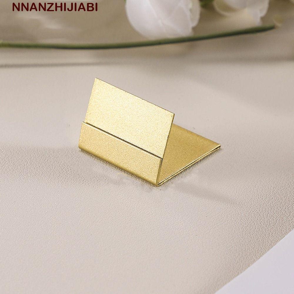 NANZHIJIABI Place Card Holder, DIY Metal Name Card Clip Stand, Display Stand ทนทาน Gold Price Tags ฝ