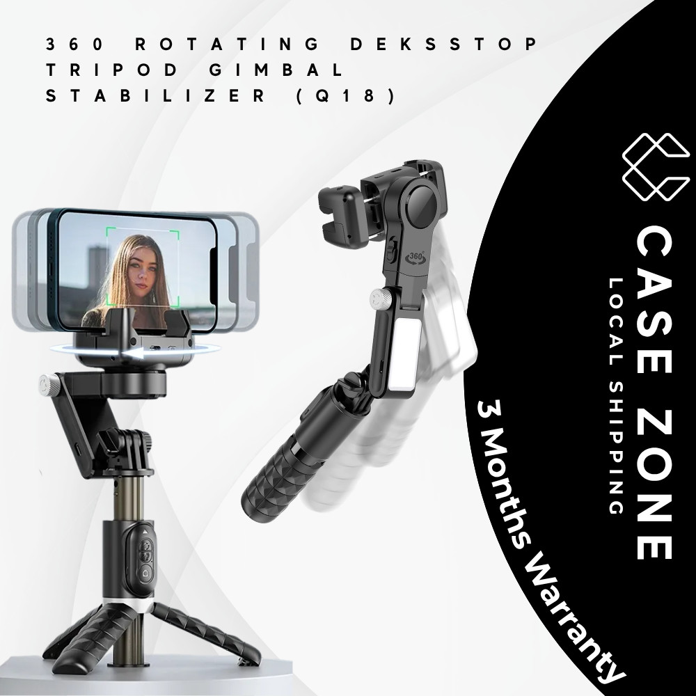 360 หมุนGimbal Q18 Stabilizerเดสก์ท็อปติดตามโหมดGimbal Stabilizer Q18 Selfie Stick