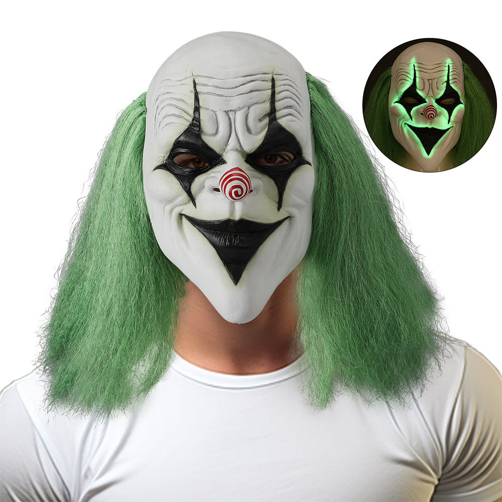 Scary Halloween Clown Mask with Hair Costume Party Cosplay Jokester Psycho Clown