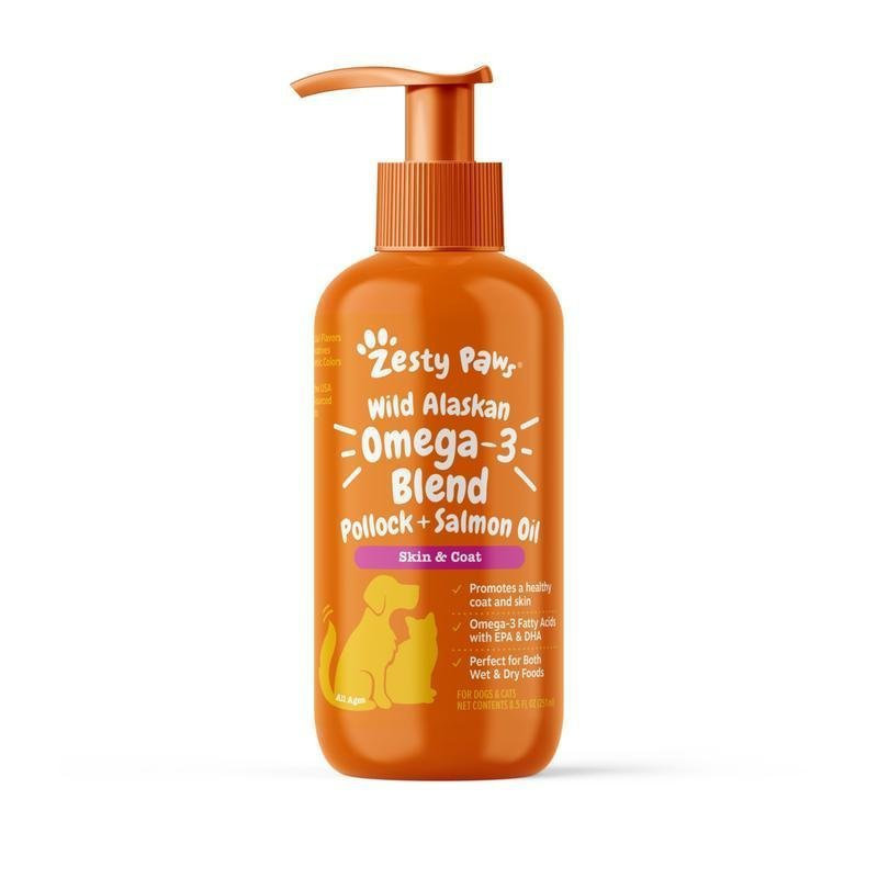 Zesty Paws Wild Alaska Salmon Oil อุดมไปด้วย EPA และ DHA น้ํามันปลา Omega-3 เหมาะสําหรับสุนัขและแมว 