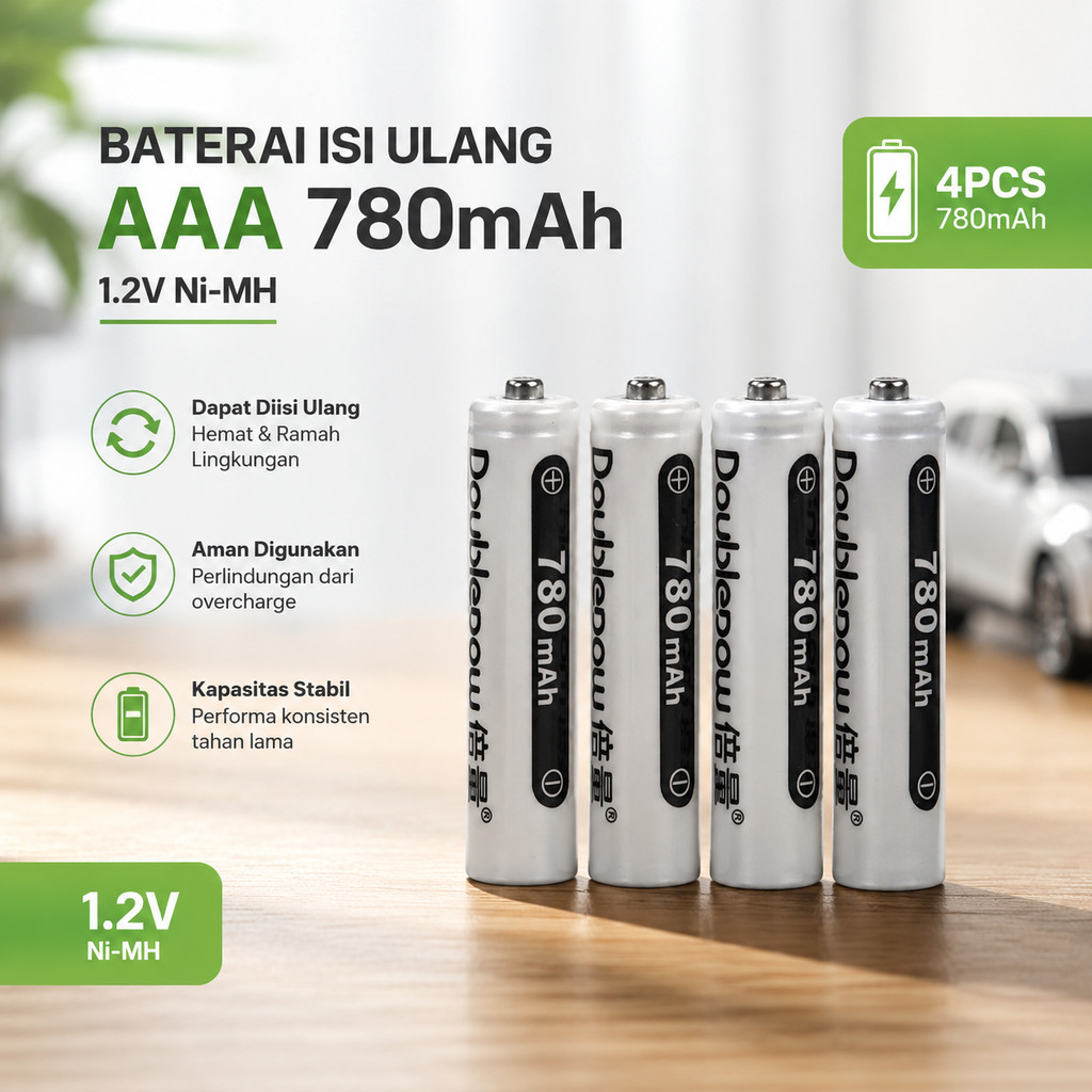 AAA ชาร์จ Ni-MH 780mAh 1.2V 4 ชิ้นรีโมทคอนโทรลของเล่นชาร์จแบตเตอรี่คุณภาพทนทาน - DP-AAA780