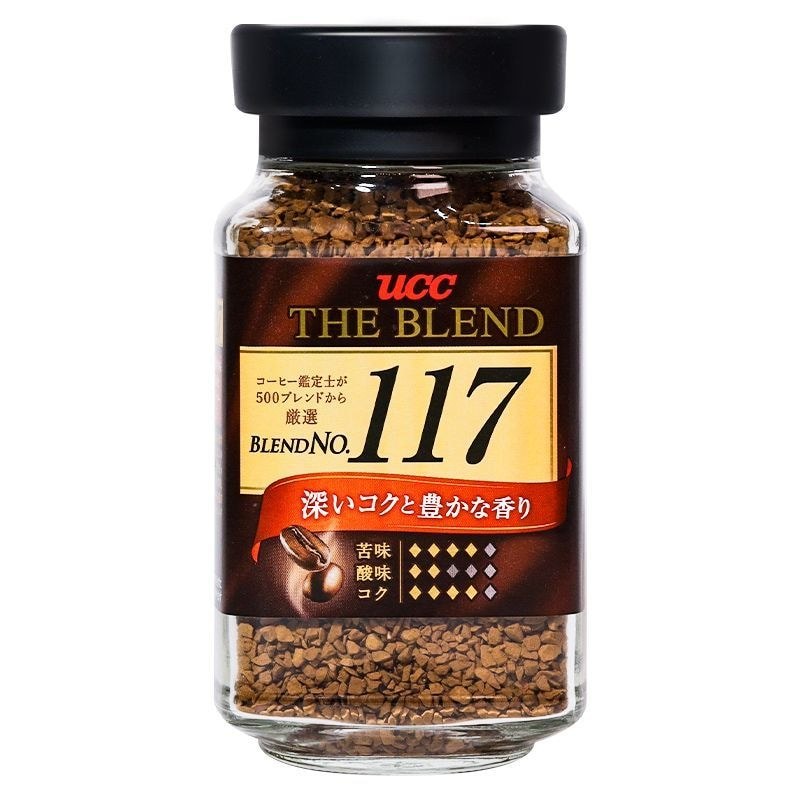 UCC117 กาแฟดํา UCC17 ปราศจากอ้อยแช่แข็งแห้งอเมริกันนําเข้าผงกาแฟสําเร็จรูปบรรจุขวด 90g กาแฟขนม 0809