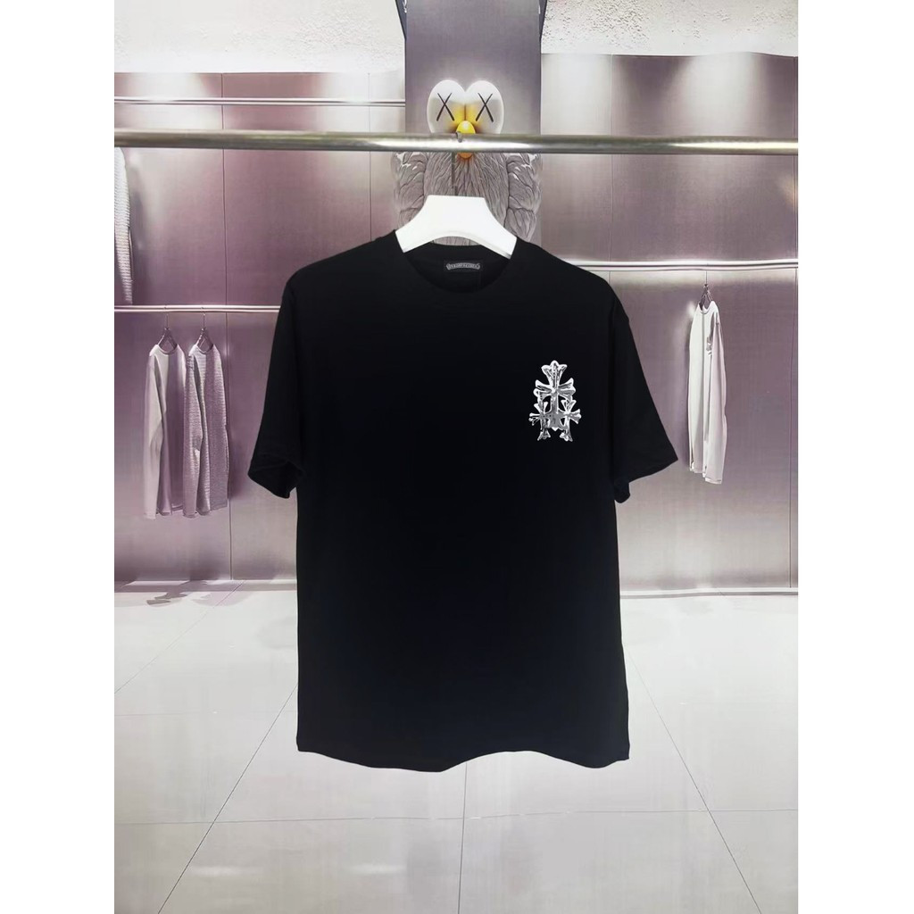 Chrome Hearts/Chrome Hearts ผู้ชายผู้หญิงเสื้อยืดพิมพ์เสื้อยืดคู่เสื้อยืดลําลองผู้ชายสั้น DTAN