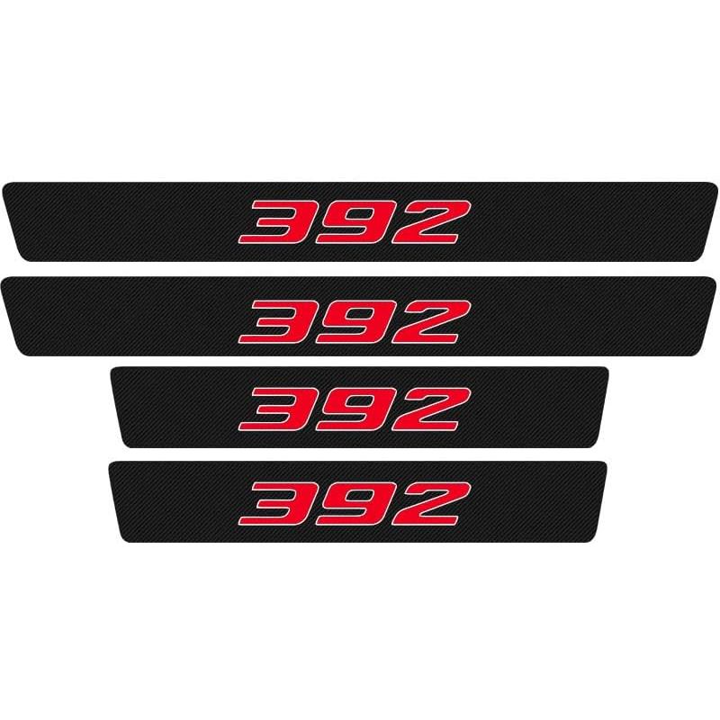 4 ชิ้น/เซ็ตสําหรับ Dodge Charger Challenger 392 HEMI แผ่นธรณีประตูป้องกัน,คาร์บอนไฟเบอร์ไวนิลประตู S