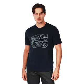 WRANGLER เสื้อยืดแขนสั้นผู้ชาย คอลเลคชั่น Wrangler Legends รุ่น WR S126MTSSN12 สีกรมท่า