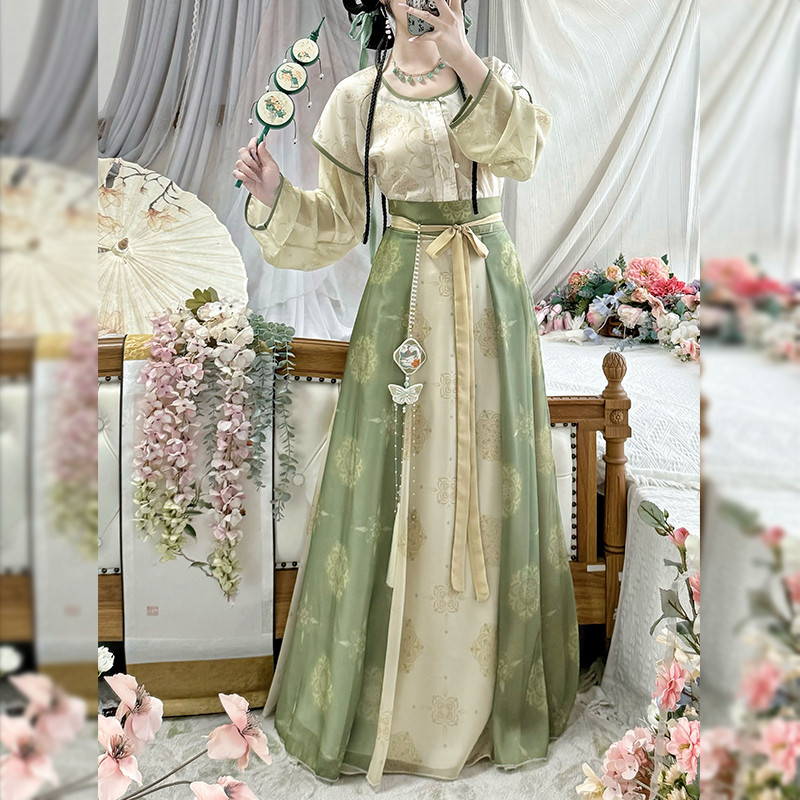 T Tang Yuanzi Hanfu หญิง Dark Floating Fairy เสื้อคอกลม Made in Tang เครื่องแต่งกายโบราณ