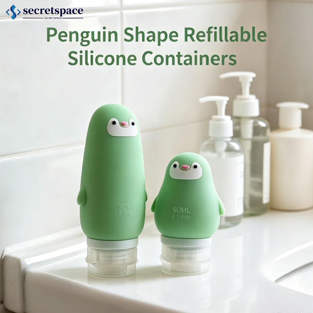 SECRETSPACE น่ารักเพนกวินซิลิโคนขวดเดินทาง 60ml/90ml Squeezable Toiletry คอนเทนเนอร์รีฟิลโลชั่นแชมพู