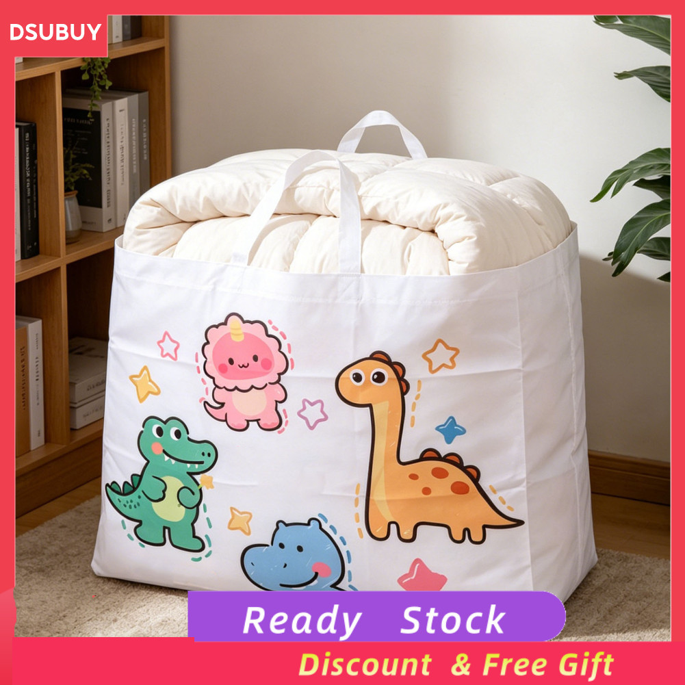 Dsubuy Dsubuy ผ้าอ๊อกซ์ฟอร์ดถุงเก็บผ้านวมลายไดโนเสาร์การ์ตูนความจุขนาดใหญ่ผ้าพันคอพร้อมที่จับสำหรับเ