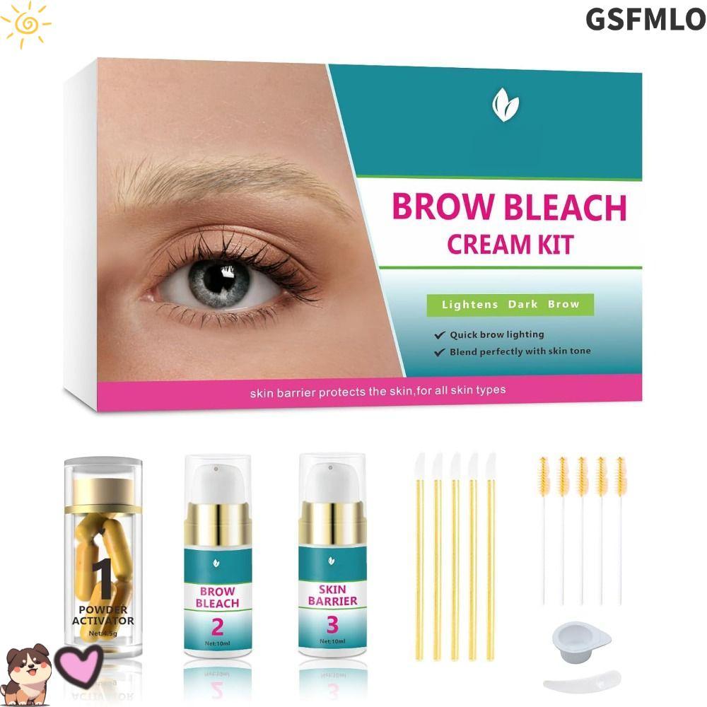 GSFMLO Brow Lightening Kit, Quick ใช้งานง่าย Brow Bleach Kit, 5 แอพพลิเคชัน No Drip Eyebrow Bleach E