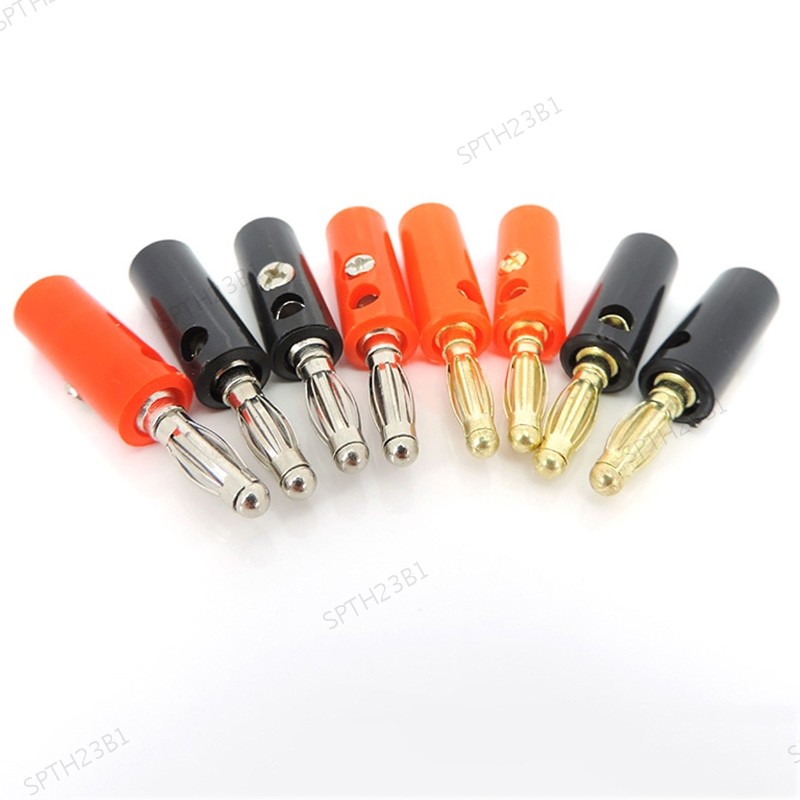 10ชิ้นลําโพงเสียงสกรูกล้วยทองแผ่นเสียบตัวเชื่อมต่อ4มิลลิเมตรสีดําสีแดง ไทย23ข1