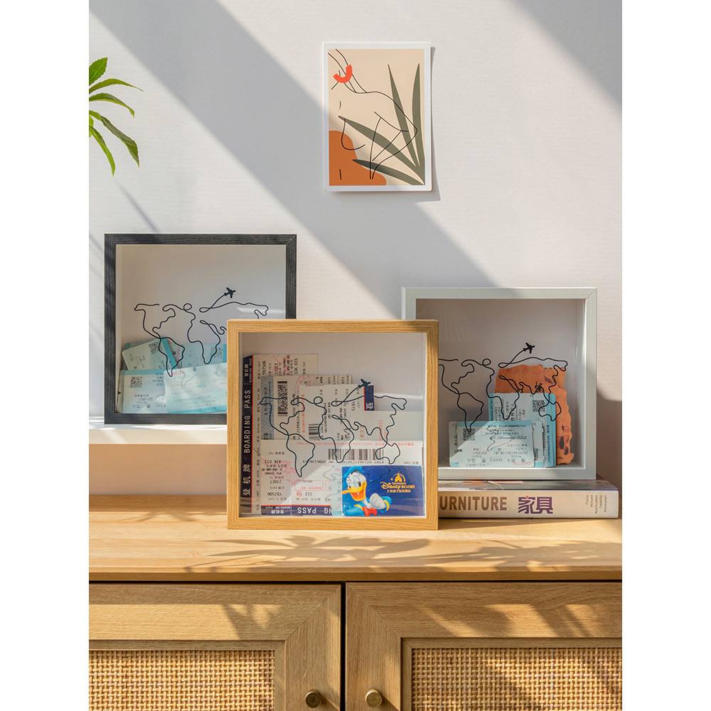 Earth Line Map Time Fragments Ticket Stub Storage Photo Frame Concert Ticket Travel Postcard Display