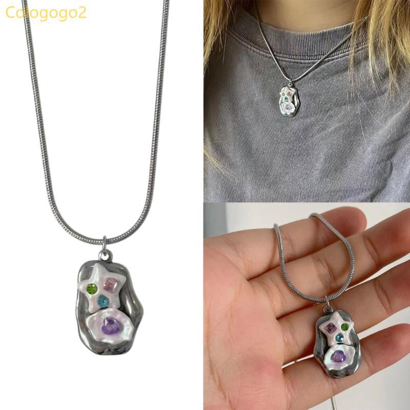 Cologogo2 Lava Star Heart สร้อยคอ Star จี้สร้อยคอสาวร้อนผู้หญิง Y2k เครื่องประดับไทเทเนียมเหล็กวัสดุ