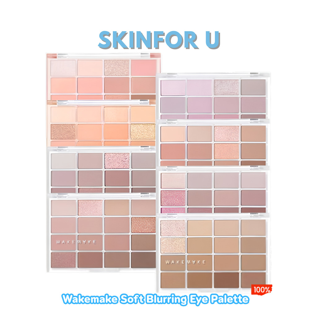 พาเลทเกาหลีแท้ 100%Wakemake Official  Soft Blurring Eye Palette พาเลท 16 ช่อง