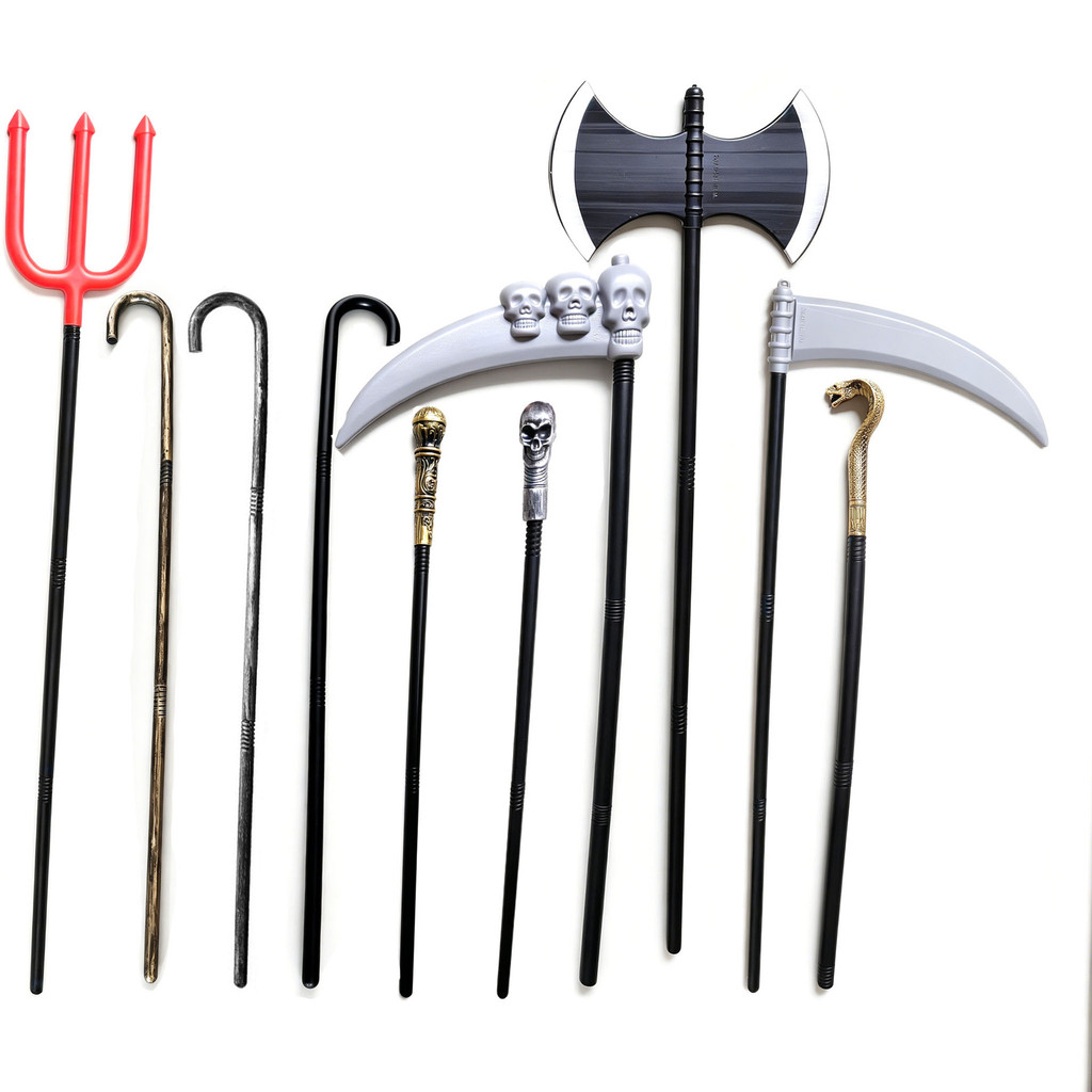 ของเล่นฮาโลวีน Death God Sickle Demon Trident Axes Stage Props Lincoln Cane อาวุธจําลองอาวุธ 2026.8.