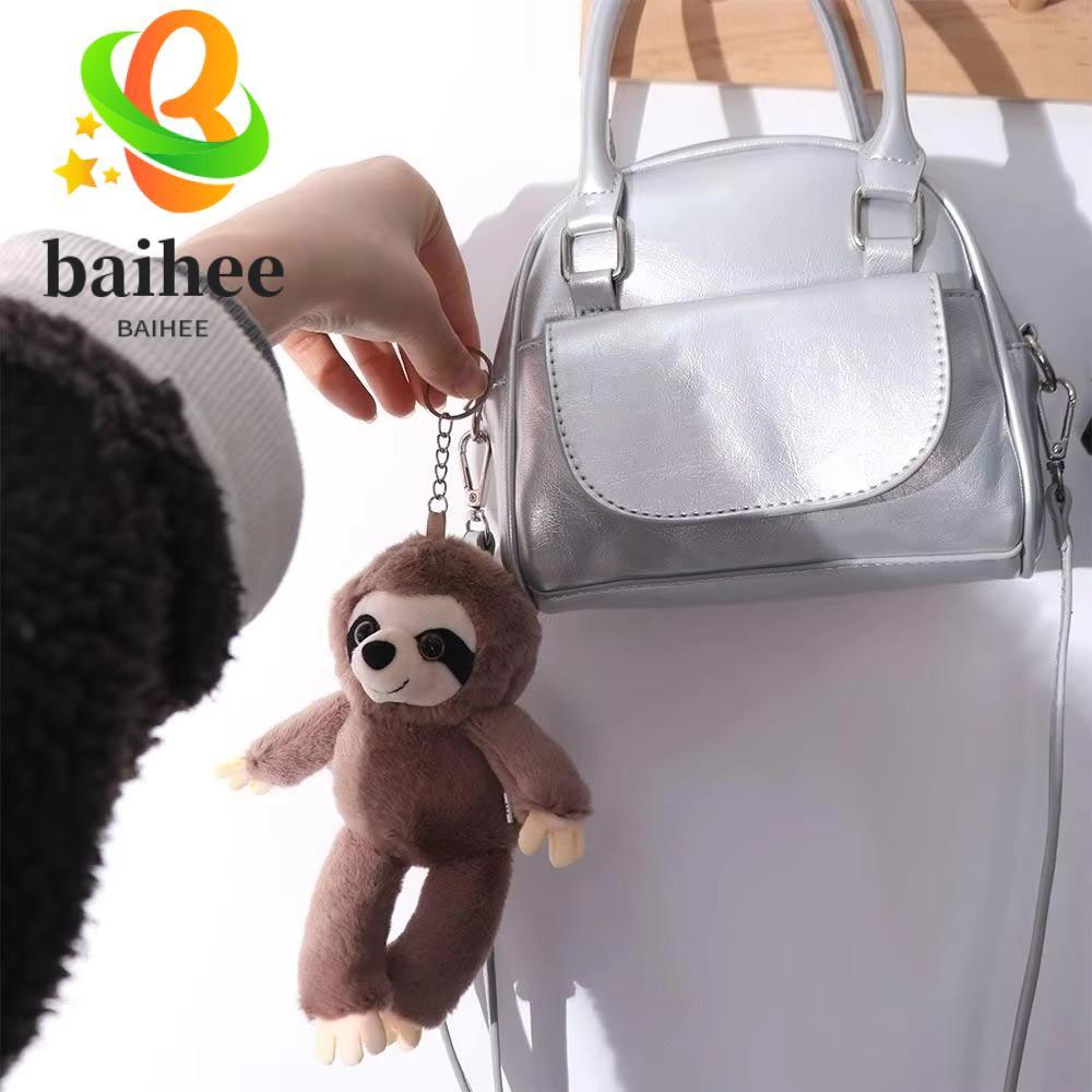 BAIHEE ตุ๊กตาสัตว์ Sloth, จี้นุ่ม Sloth จี้ขนาดเล็ก, พวงกุญแจจําลอง Plush Sloth พวงกุญแจ